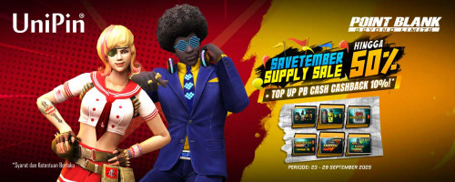 Savetember Supply Sale Point Blank Hingga 50% + Dapatkan Cashback 10% UniPin Credits!